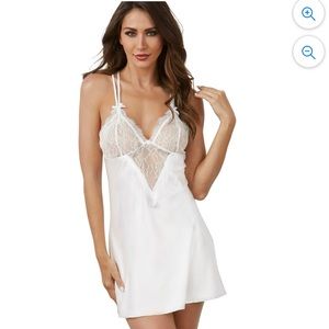 NWT Dreamgirl Sexy Silky Satin Charmeuse Chemise with thong